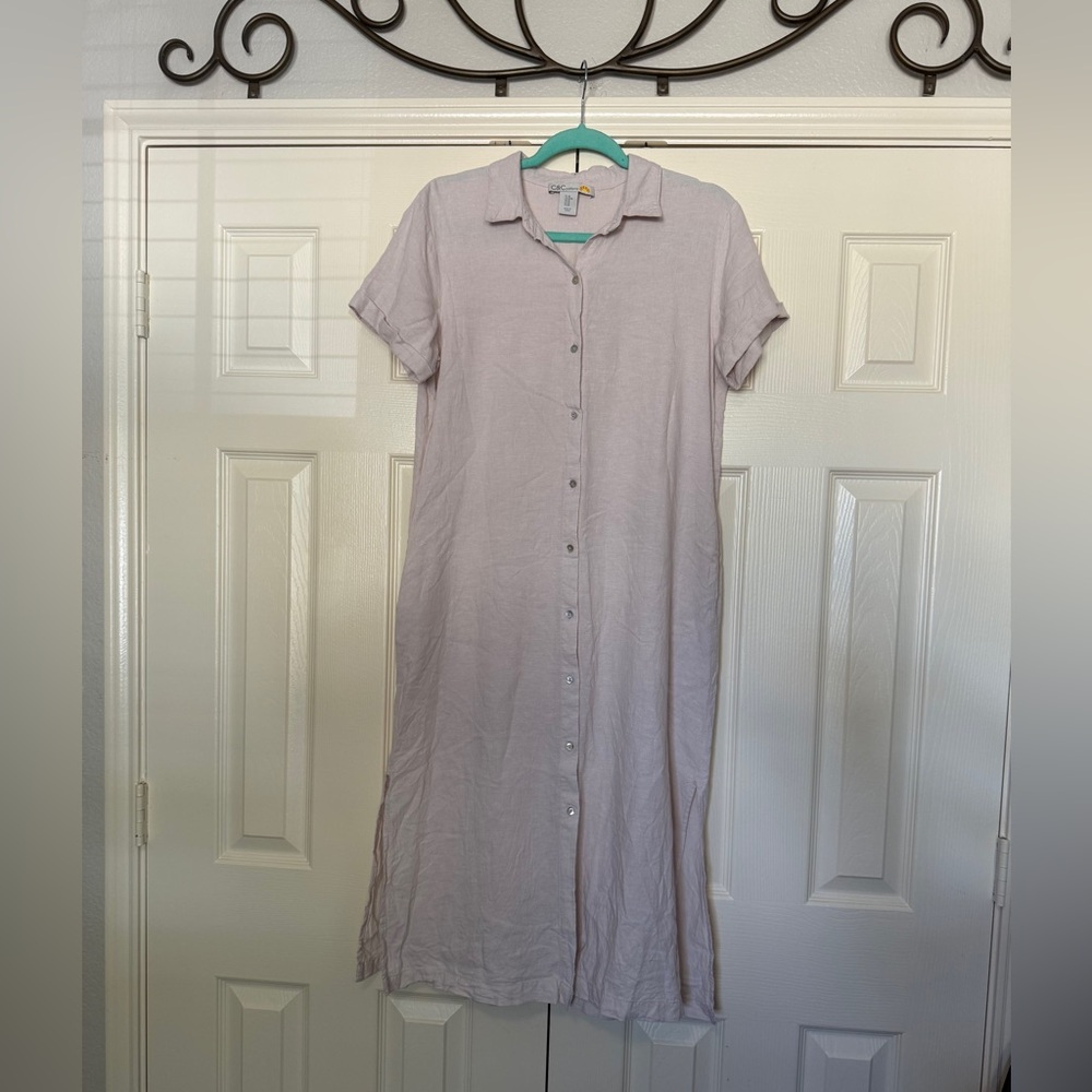 C&C California Cream Button-Up Maxi Dress